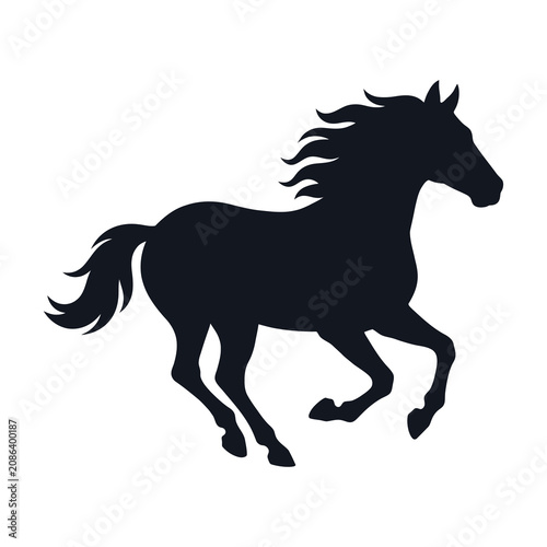 Принти на полотні Black silhouette of a horse running with flowing mane and tail icon
