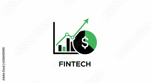 Fintech logo icon with financial growth chart and dollar sign symbol on white background.