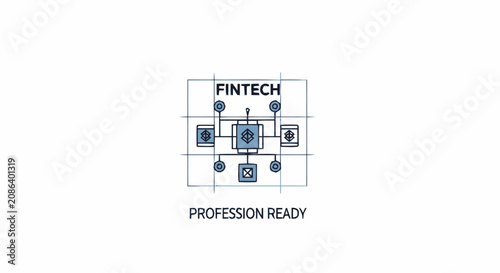 Fintech profession ready blueprint concept diagram representing financial technology education and certification.