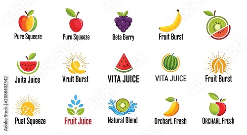 Fruit Juice Logo Set.