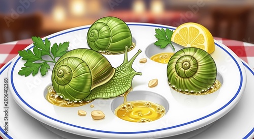 Snails in garlic butter.