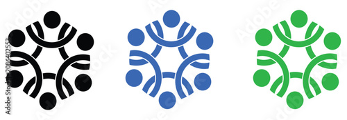 Obraz na plátně Teamwork Community and People Network Icons Representing Collaboration, Unity, S