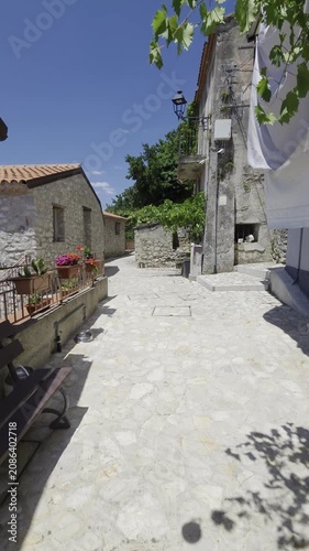View of the old houses of Collianello, a village in the mountains of the province of Salerno, Italy.