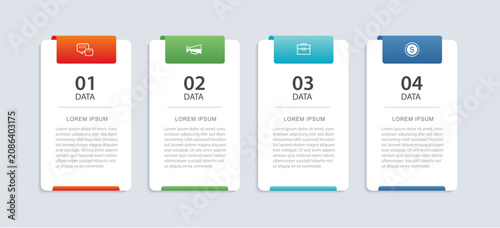 Business infographic banner with four steps option data template.