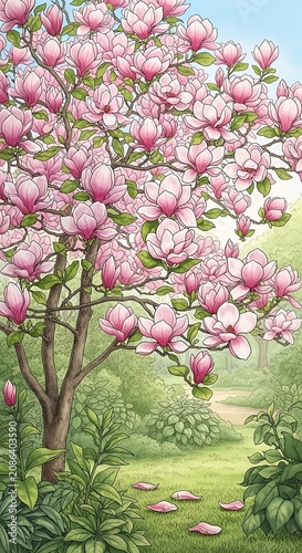 Magnolia Tree Blossoms.