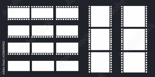 Fotografie Film negative layout with rectangular frames white on dark background