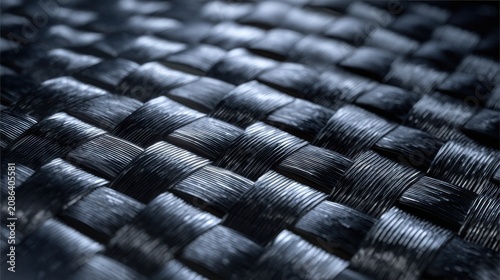 Macro texture of woven carbon fiber composite with glossy resin finish, futuristic construction and engineering material, premium industrial