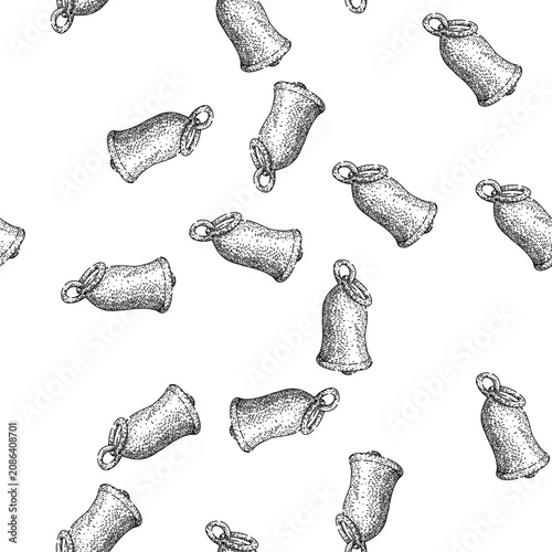 Fotografie seamless pattern ring gold bell hand drawn