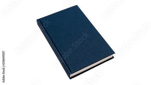 Classic blue hardcover notebook diary book object isolated on a transparent background