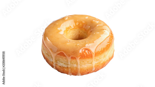 Sweet delicious round sweet glazed donut with hole isolated on a transparent background