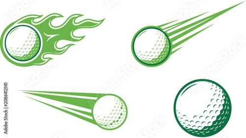 Фотография Flying Golf Ball Sport Icons featuring dynamic motion vector illustration repres