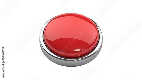 Cuadro en lienzo Bright red round electronic emergency panic button isolated on a transparent bac
