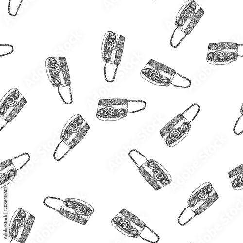 Fotografie seamless pattern dial rotary telephone hand drawn