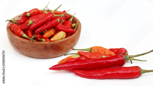 Photos Red cayenne pepper (cabe rawit merah) isolated on white background