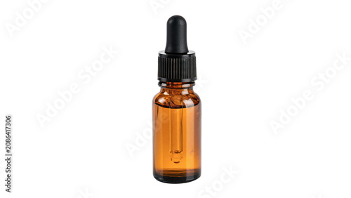 Cuadro en lienzo Small amber glass dropper bottle filled with cosmetic oil isolated on transparen
