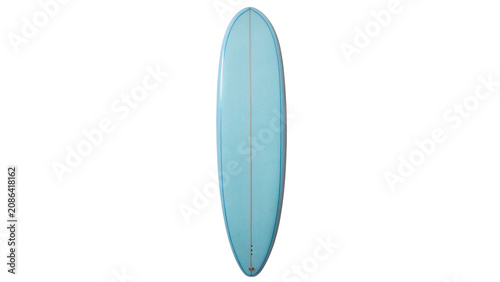 Canvas Print Sleek vertical pastel blue oval surfing board template isolated on transparent b