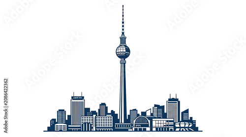 Foto Berlin Skyline Silhouette with Fernsehturm TV Tower - Vector Illustration