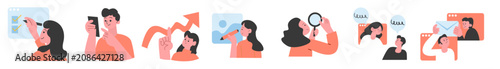 working flat illustration set