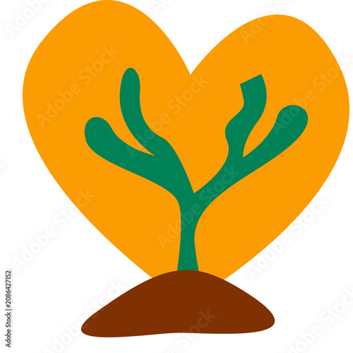 Love Nature Heart Flat Vector Icon