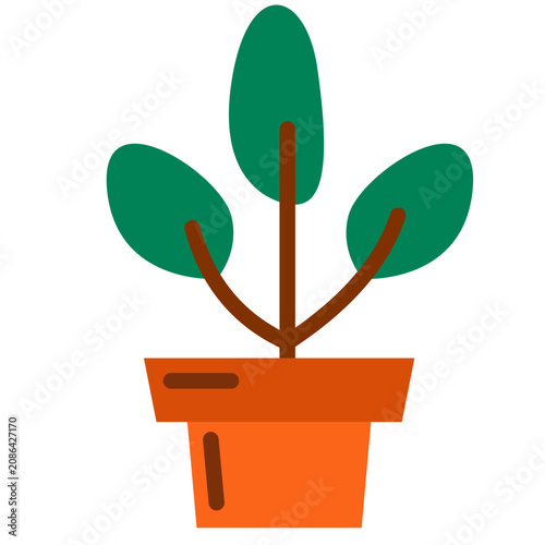 Potted Plant Flat Vector Icon