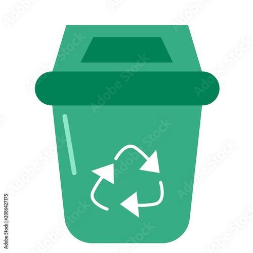 Recycling Trash Bin Flat Vector Icon