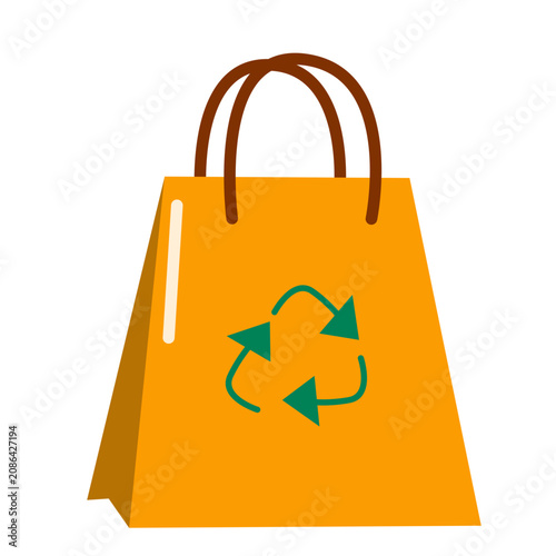 Recycling Shopping Bag Flat Vector Icon