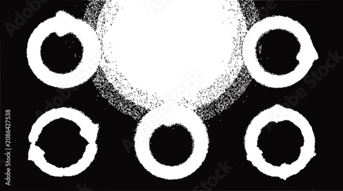 Abstract Black and White Circles and Sunburst Graphic Design