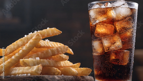 Crispy French Fries with Ice Cold Soft Drink