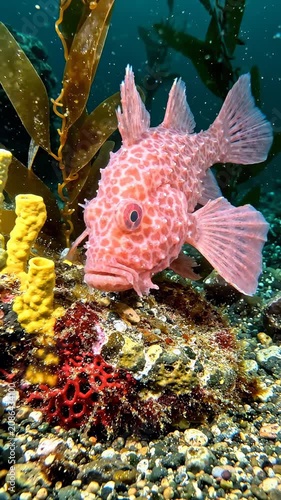 Vibrant pink fish on coral reef.