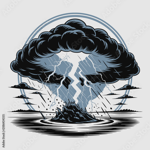 Stormy weather with dark clouds lightning.