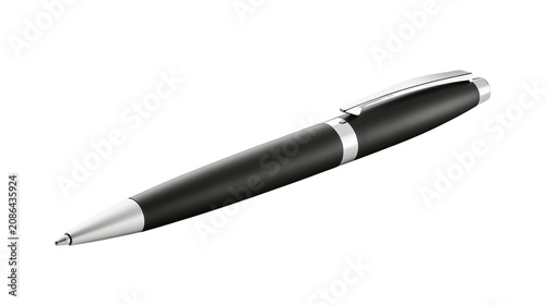 фотографія Black ballpoint pen with silver accents and clip