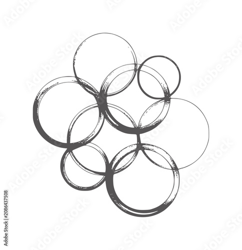Interlocking hand drawn circles forming a cluster pattern abstract