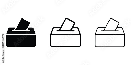 Obraz na plátně Voting ballot box icon silhouette vector, bold outline and line art design