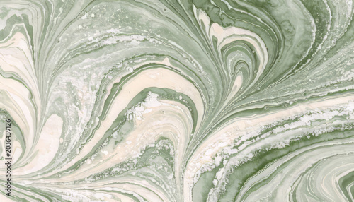 Detailed Organic Swirling Marble Sage Ivory