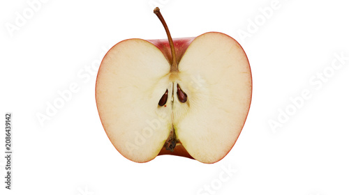 Фотография Red apple cut in half showing seeds and core