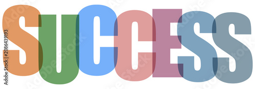 Colorful success text with pastel colors transparent background