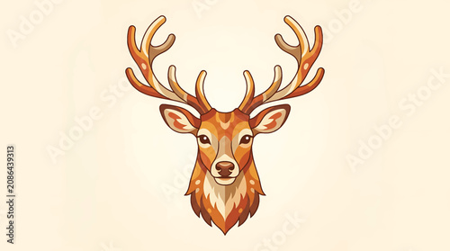 Bild auf Leinwand Illustrated Deer Head with Antlers in Watercolor Style.