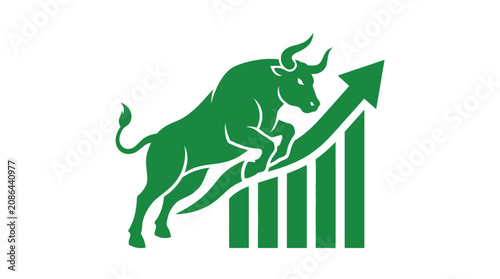 Green Bull Market Growth Arrow Chart Vector Illustration