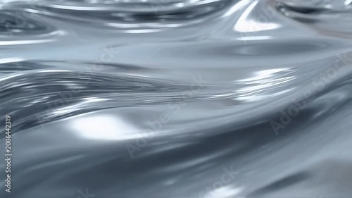 Liquid Silver Flowing Abstract Surface Background with Reflective Metallic Waves