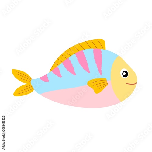Tropical Fish Illustration. Colorful Fish Isolated. Marine Fish Character