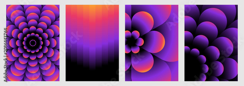 Vector illustration collection - trendy abstract creative minimalist prints and compositions with bright gradient colors - design templates for social media posts and stories, posters and banners