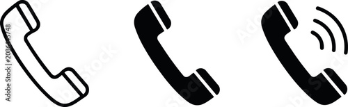Принти на полотні Minimalist telephone handset icons for professional calling and ringing actions on a clean white background with flat lighting