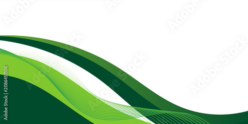 Modern abstract green ribbon flowing wave. Sustainable energy and ecology nature concept backdrop illustration isolated on white.