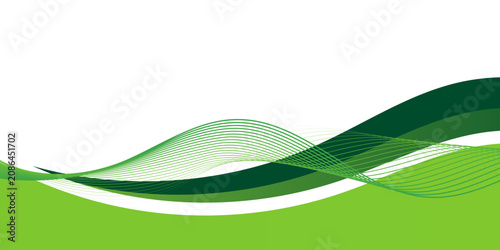 Abstract green wave background on white. Ecological environmental conservation and natural sustainable energy design template.