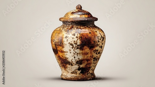 Vintage Decorative Jar with Distressed Finish and Unique Texture