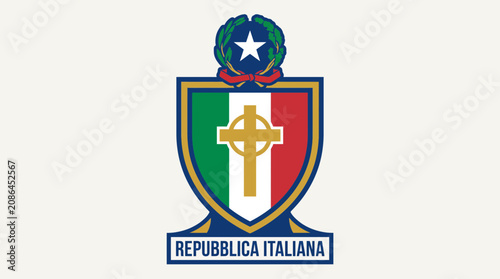 Obraz na plátně National Emblem of Italy Featuring Cross as a Catholic Symbol