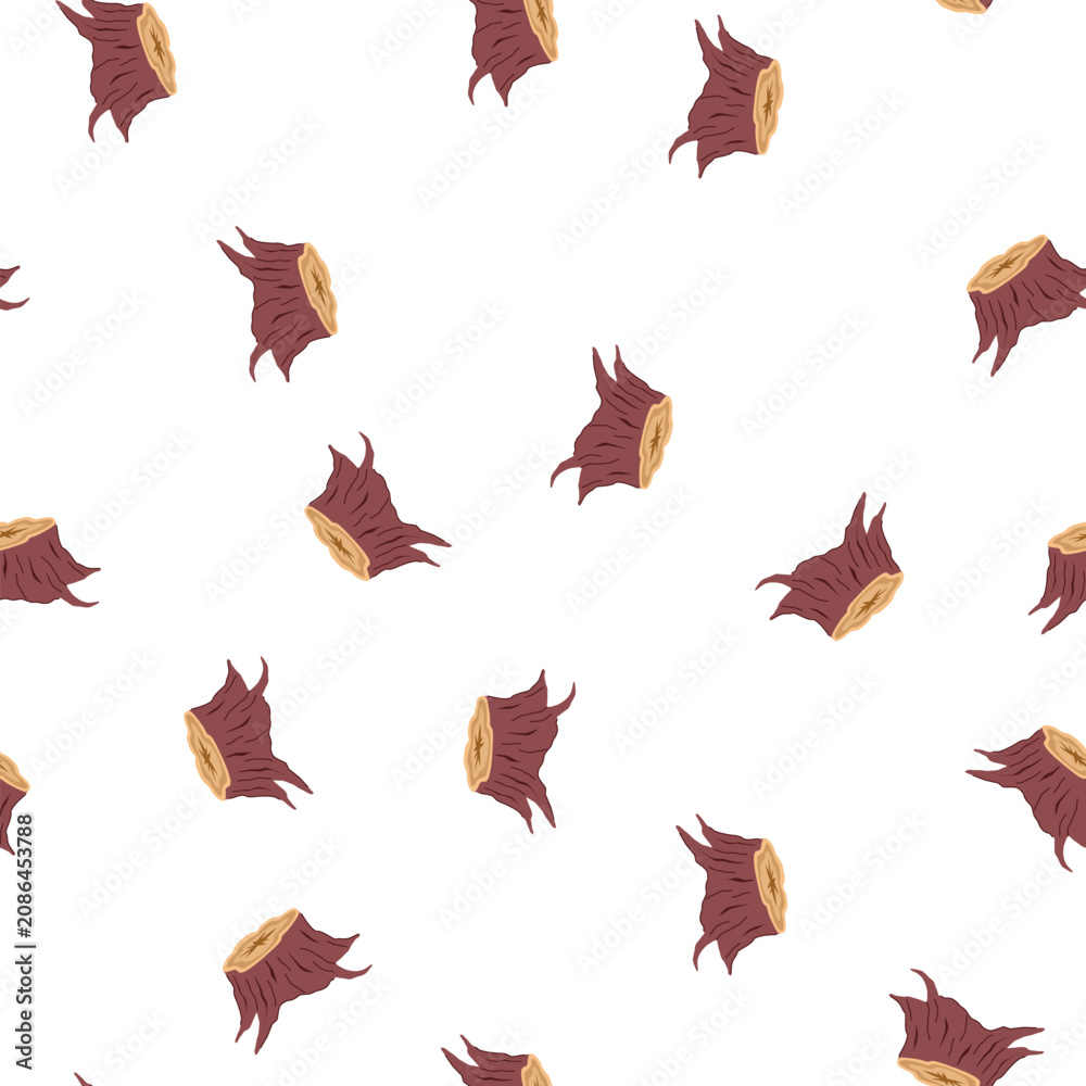 Fototapeta premium pattern log stump cartoon. forest circle, ring organic, old brown log stump sign. seamless symbol vector illustration