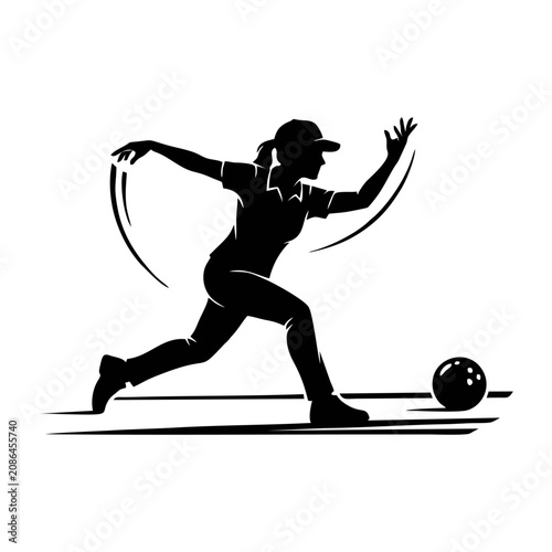 Quadro su tela Female professional bowler finishing a perfect release, graceful follow-through