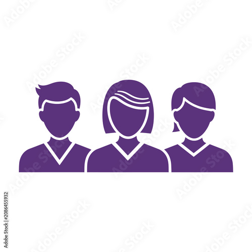 Three people icons in purple color