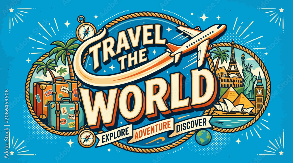 Fototapeta premium Travel the World: Explore, Adventure, Discover - Global Destinations Collage